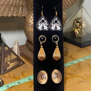 Gold and Black Drop Earrings Set - Elegant Women’s Jewelry